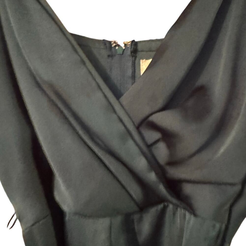Altar'd State Satin Mini Dress XL Black Ruffle Tiered Wrap Cocktail Romantic - Picture 4 of 8